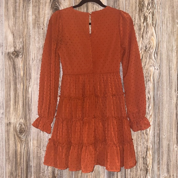 Rust Long-sleeve Dress - Picture 2 of 9